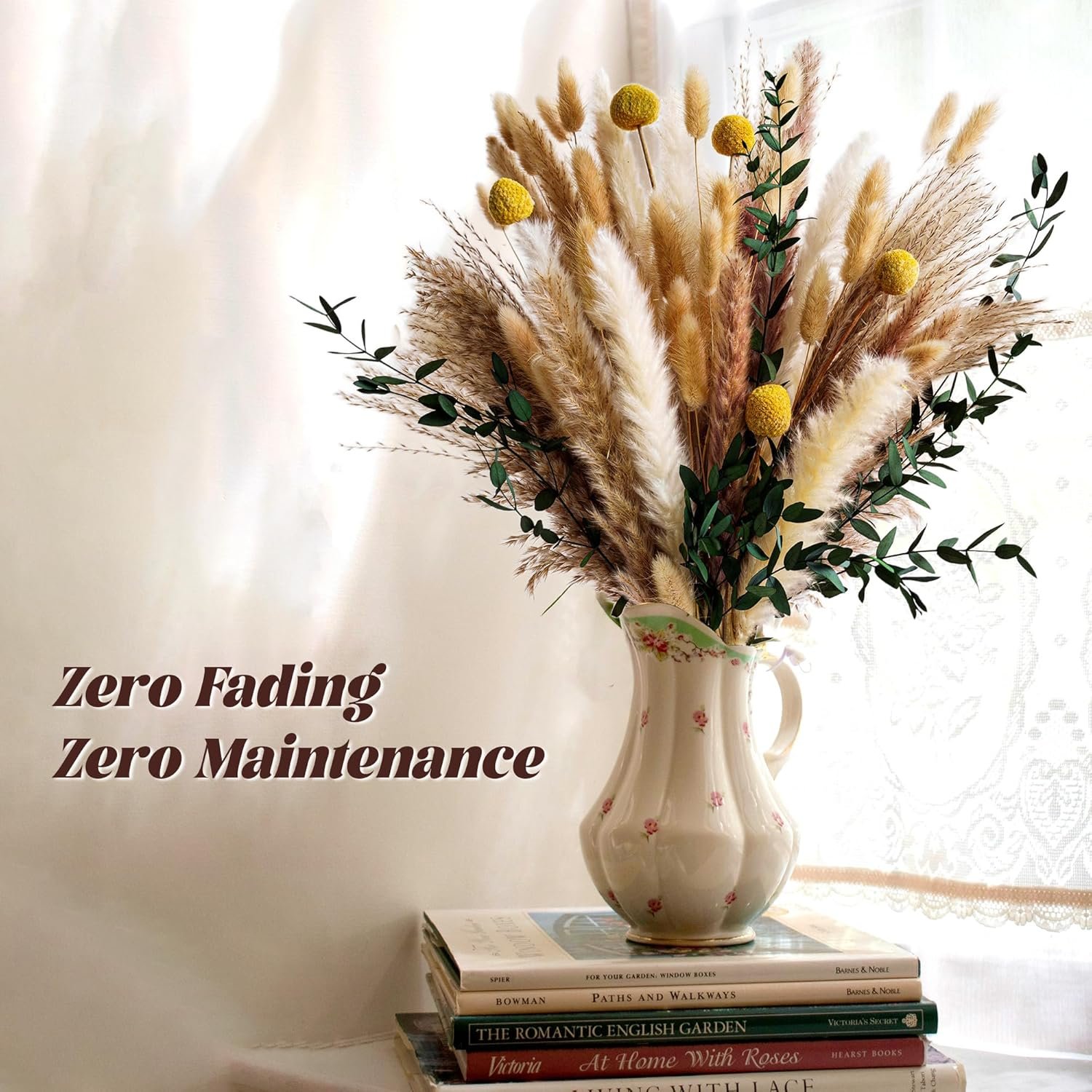 Boho Dried Flowers Bouquet – Olive Green Wall Decor, Pampas Grass Bouquet, Rustic Flower Arrangement, Moody Office & Bedroom Decor, DIY Home Vase Filler, Farmhouse Floral, Boho Wedding Bouquet - Image 3