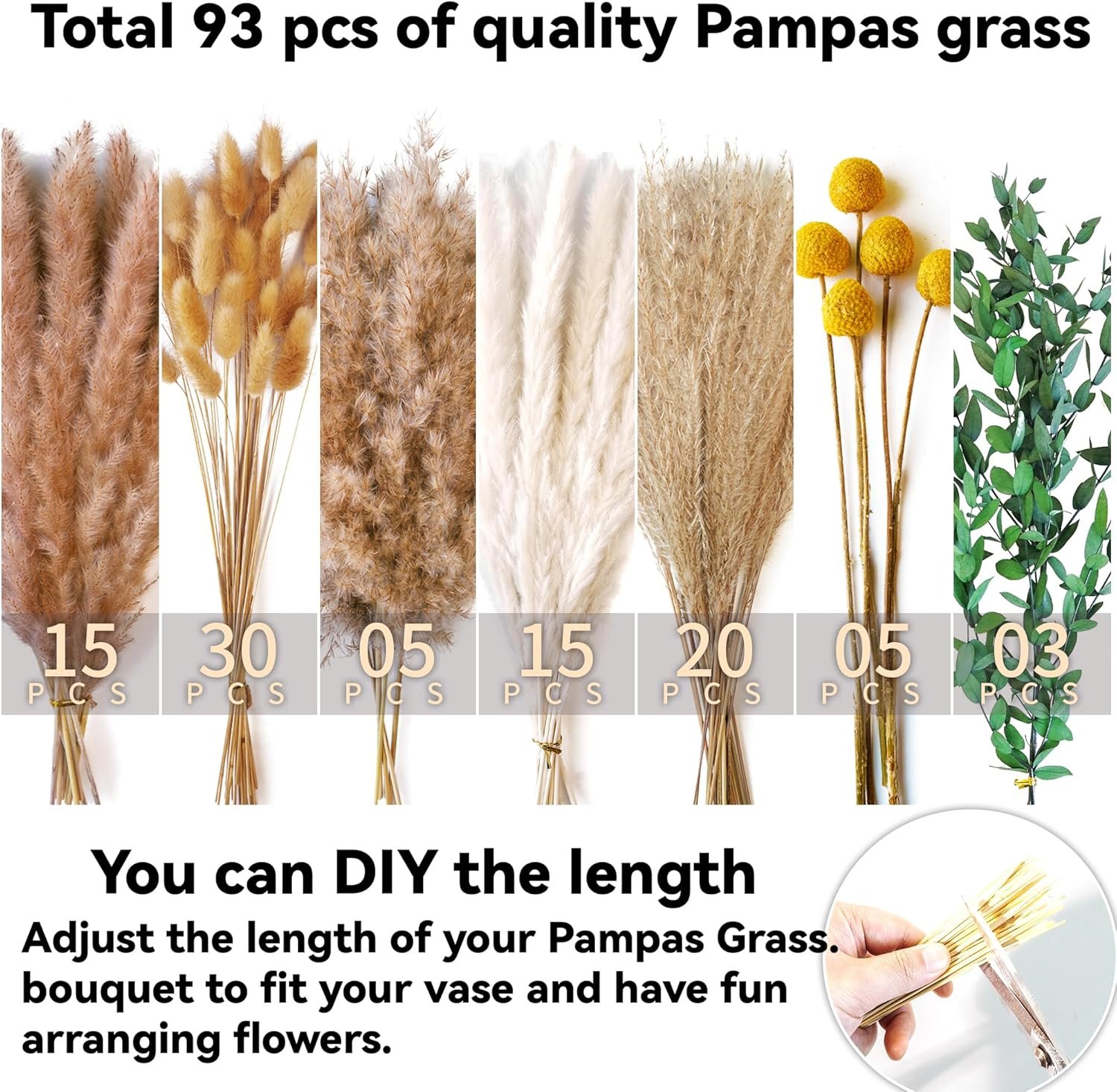 Boho Dried Flowers Bouquet – Olive Green Wall Decor, Pampas Grass Bouquet, Rustic Flower Arrangement, Moody Office & Bedroom Decor, DIY Home Vase Filler, Farmhouse Floral, Boho Wedding Bouquet - Image 4