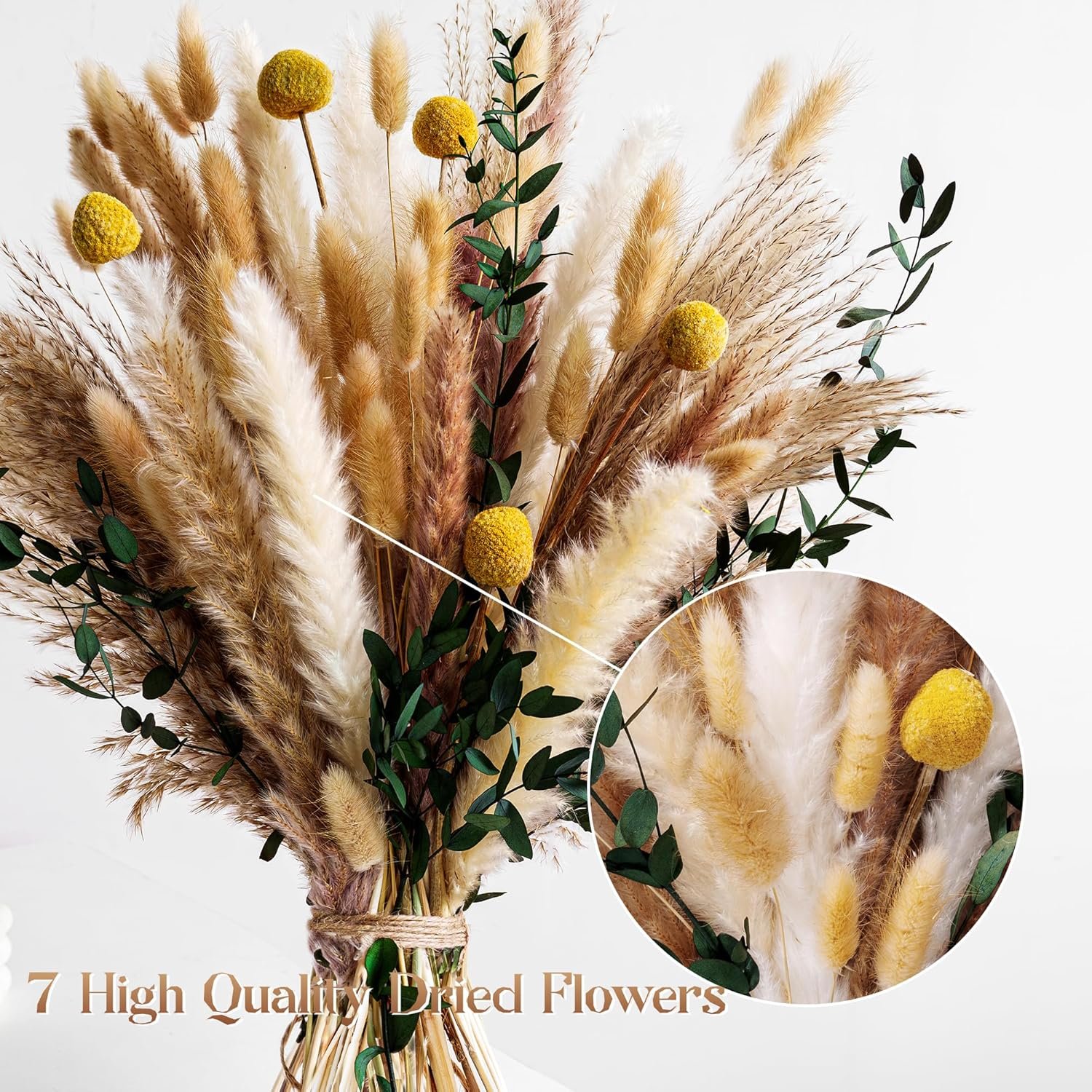 Boho Dried Flowers Bouquet – Olive Green Wall Decor, Pampas Grass Bouquet, Rustic Flower Arrangement, Moody Office & Bedroom Decor, DIY Home Vase Filler, Farmhouse Floral, Boho Wedding Bouquet - Image 7