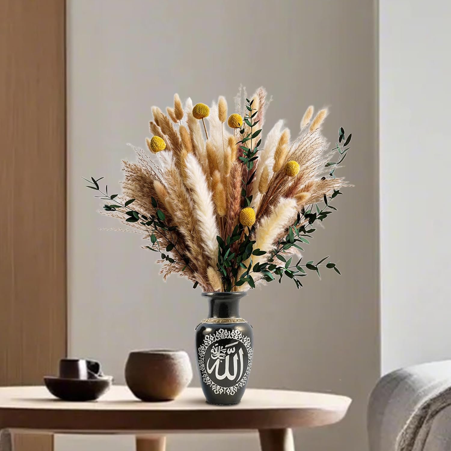 Boho Dried Flowers Bouquet – Olive Green Wall Decor, Pampas Grass Bouquet, Rustic Flower Arrangement, Moody Office & Bedroom Decor, DIY Home Vase Filler, Farmhouse Floral, Boho Wedding Bouquet - Image 8