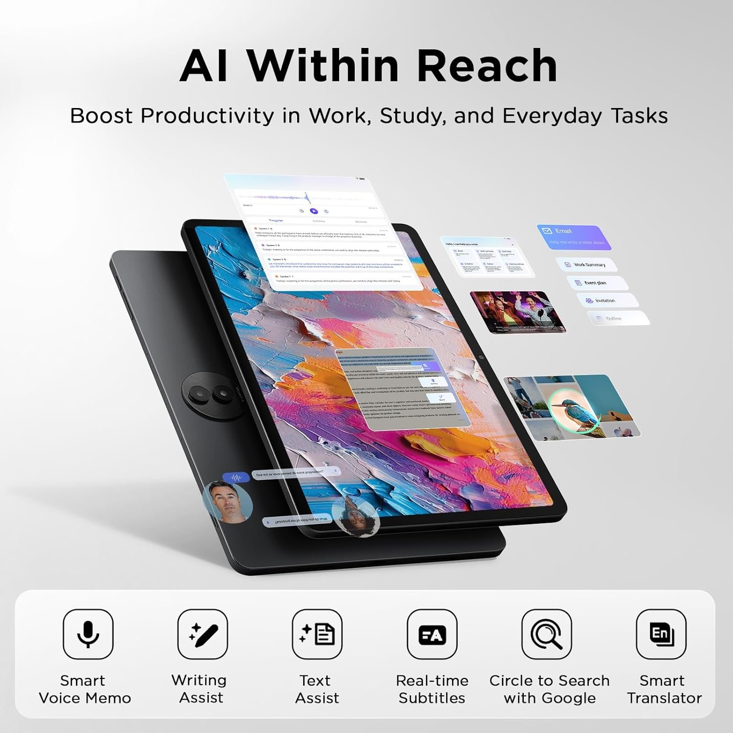 TCL NXTPAPER 11 Plus Android Tablet, 11.5" 120Hz 2.2K Drawing Pad & Digital Notebook, Stylus & Flip Case Included, NXTPAPER 4.0 Display, AI Tools, 8+8GB RAM, 256GB Storage, 8000mAh Battery, Onyx Black - Image 4