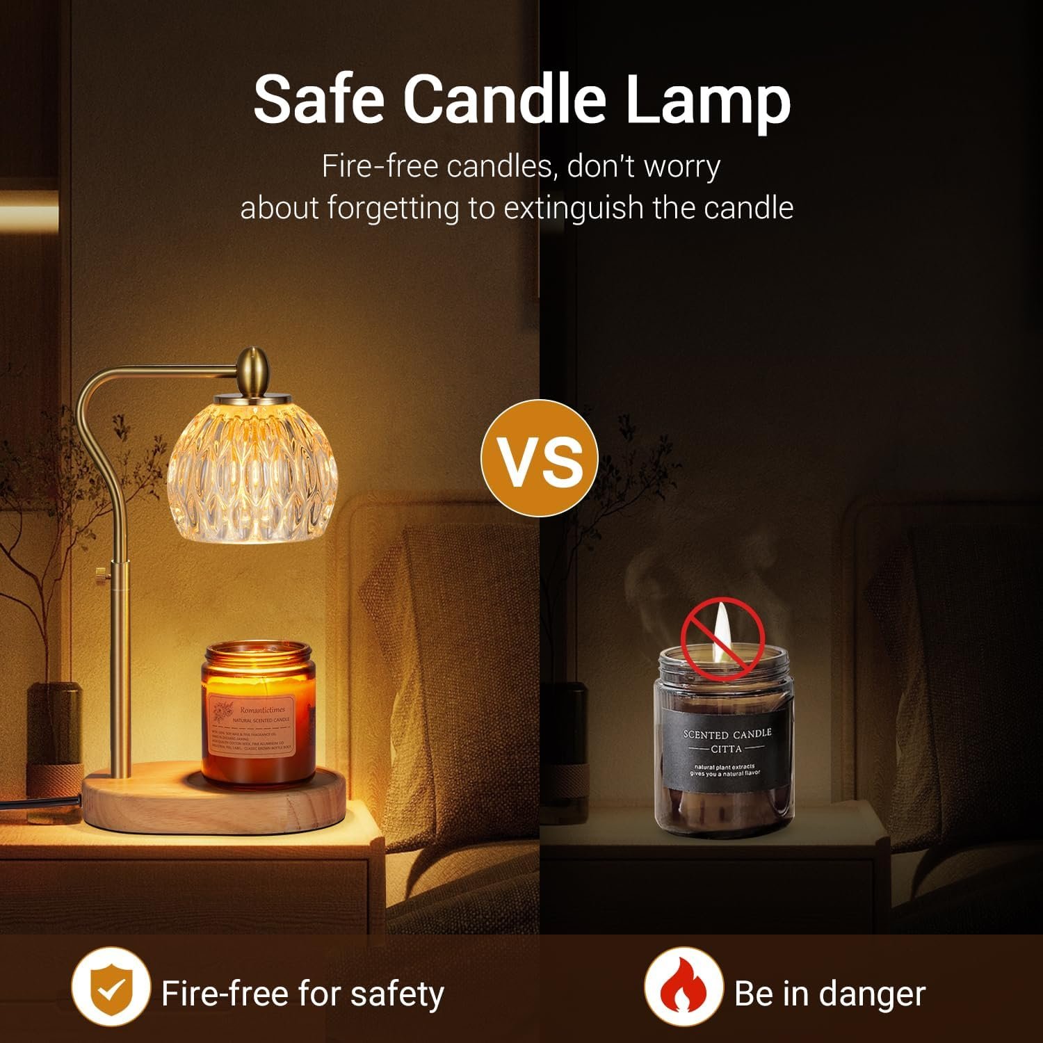 Candle Warmer, Candle Warmer Lamp with Timer & Dimmer Height Adjustable Scented Candles, with 2 * 50W Bulbs for Home Decor Mothers Day(Gold) - Image 5