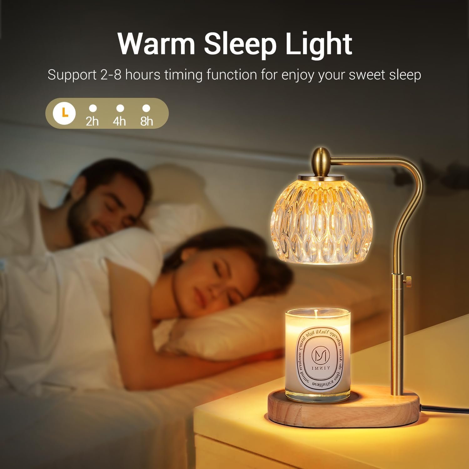 Candle Warmer, Candle Warmer Lamp with Timer & Dimmer Height Adjustable Scented Candles, with 2 * 50W Bulbs for Home Decor Mothers Day(Gold) - Image 6