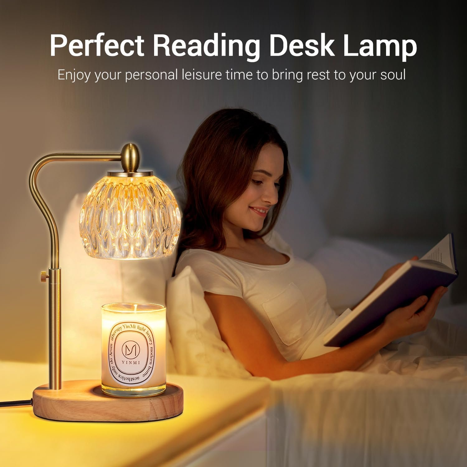 Candle Warmer, Candle Warmer Lamp with Timer & Dimmer Height Adjustable Scented Candles, with 2 * 50W Bulbs for Home Decor Mothers Day(Gold) - Image 7