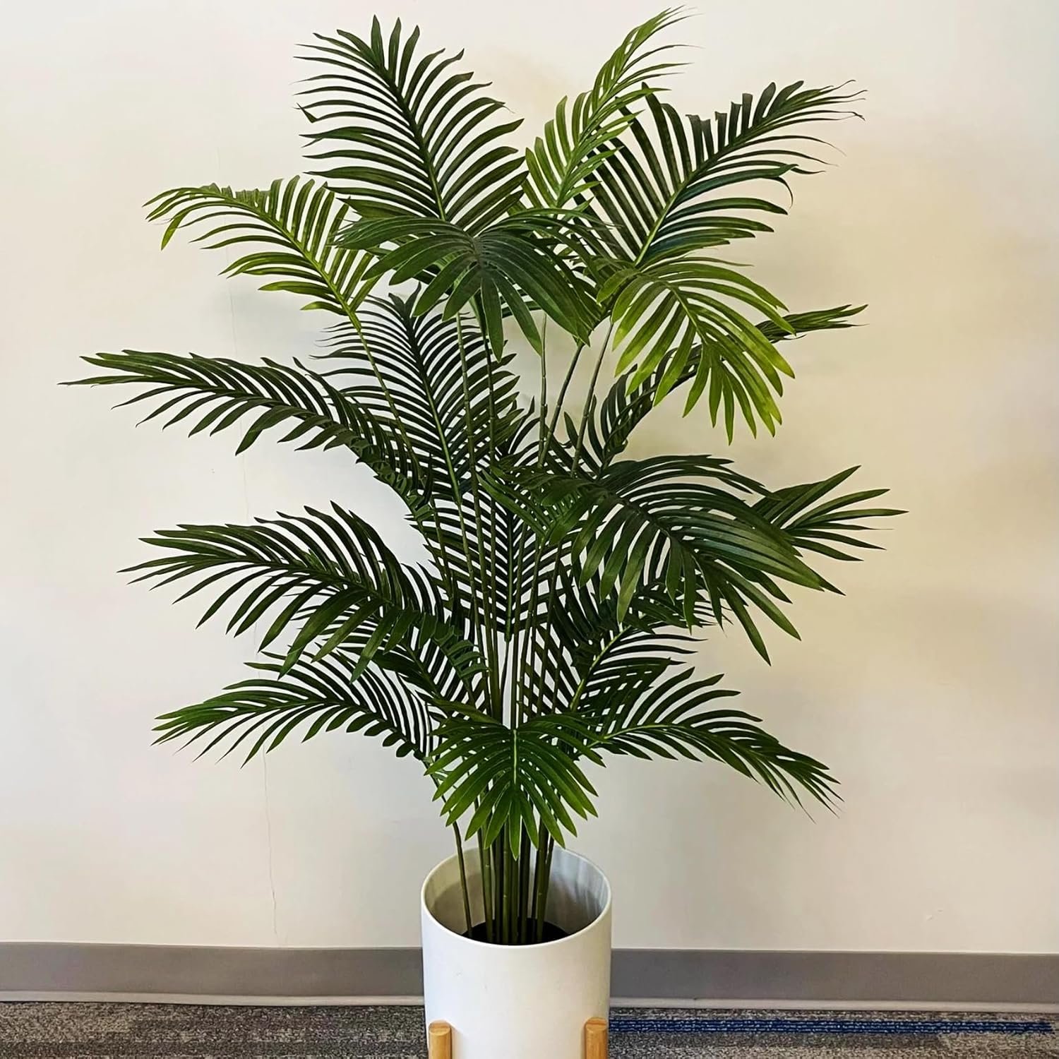 6ft Tall Artificial Areca Palm Trees – Set of 2 | 19-Trunk Real Touch Fake Palm with Natural Moss & Pot | Lifelike Faux Plants for Home, Office, or Patio Indoor/Outdoor Decor - Image 5