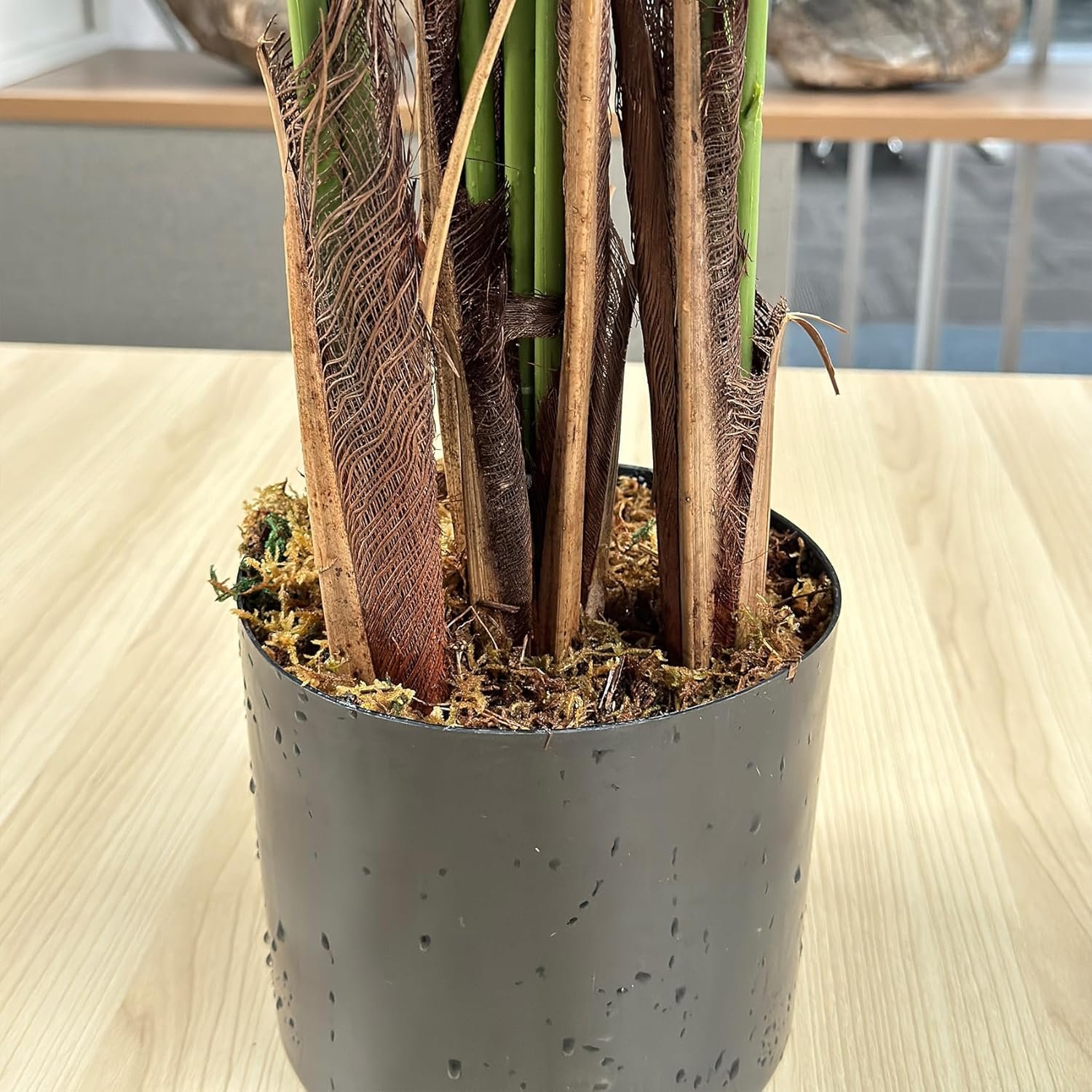 6ft Tall Artificial Areca Palm Trees – Set of 2 | 19-Trunk Real Touch Fake Palm with Natural Moss & Pot | Lifelike Faux Plants for Home, Office, or Patio Indoor/Outdoor Decor - Image 6