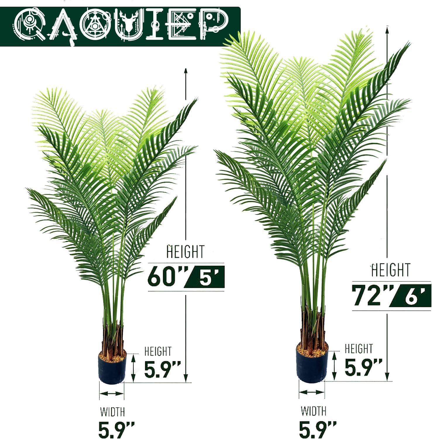 6ft Tall Artificial Areca Palm Trees – Set of 2 | 19-Trunk Real Touch Fake Palm with Natural Moss & Pot | Lifelike Faux Plants for Home, Office, or Patio Indoor/Outdoor Decor - Image 7