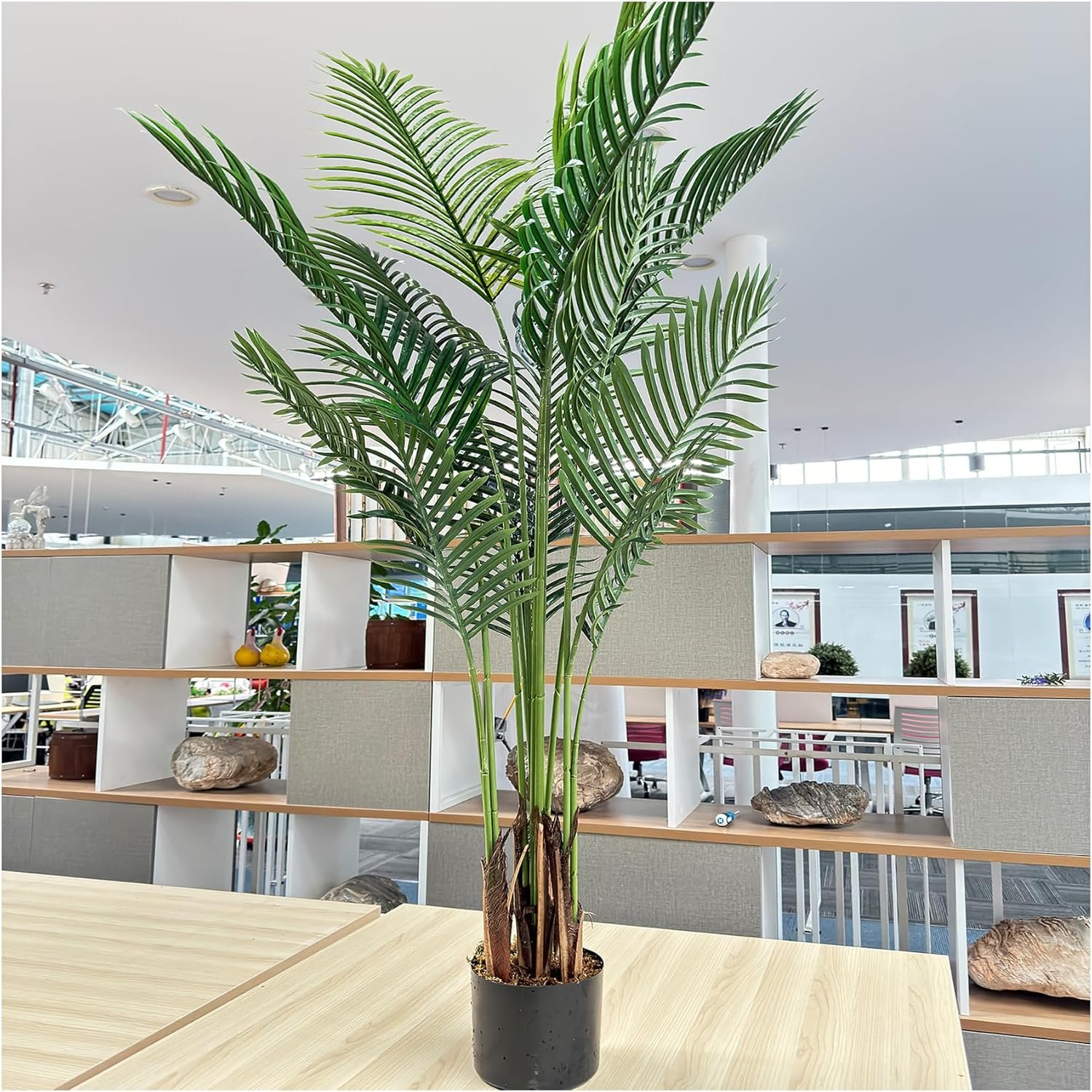 6ft Tall Artificial Areca Palm Trees – Set of 2 | 19-Trunk Real Touch Fake Palm with Natural Moss & Pot | Lifelike Faux Plants for Home, Office, or Patio Indoor/Outdoor Decor - Image 8