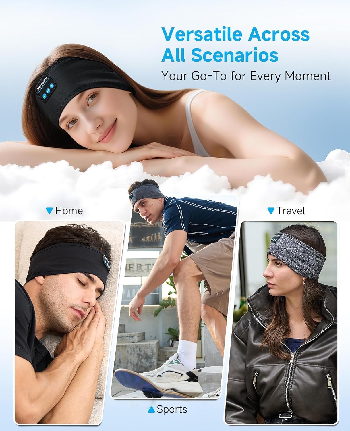 Perytong Sleep Headphones Wireless, Bluetooth Sports Headband Headphones with Ultra-Thin HD Stereo Speakers Perfect for Sleeping,Workout,Jogging,Yoga,Insomnia, Air Travel, Meditation (Black) - Image 6