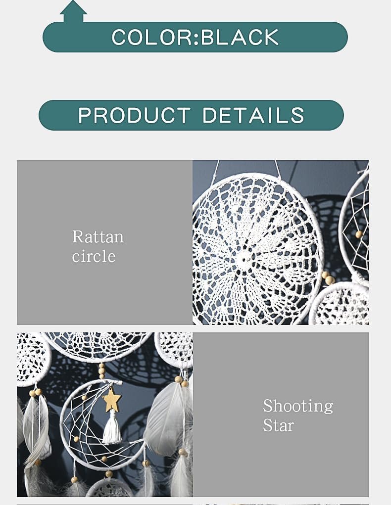 Set of 5 Boho, Hanging Large Boho Dream Catcher Wall Hanging Moon Dream Catcher Set Dream Catchers Wall Decor for Vintage Wedding Home Decorations (Camel) - Image 5