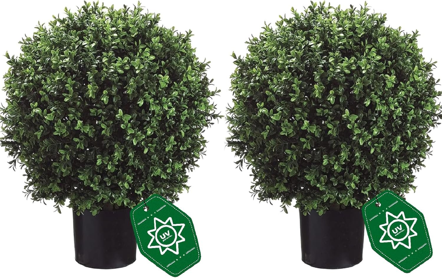 26" T x 17.5" D Artificial Boxwood Trees Set of 2 UV-Resistant Real-Touch Artificial Topiary for Front Porch and Home Décor - Image 2