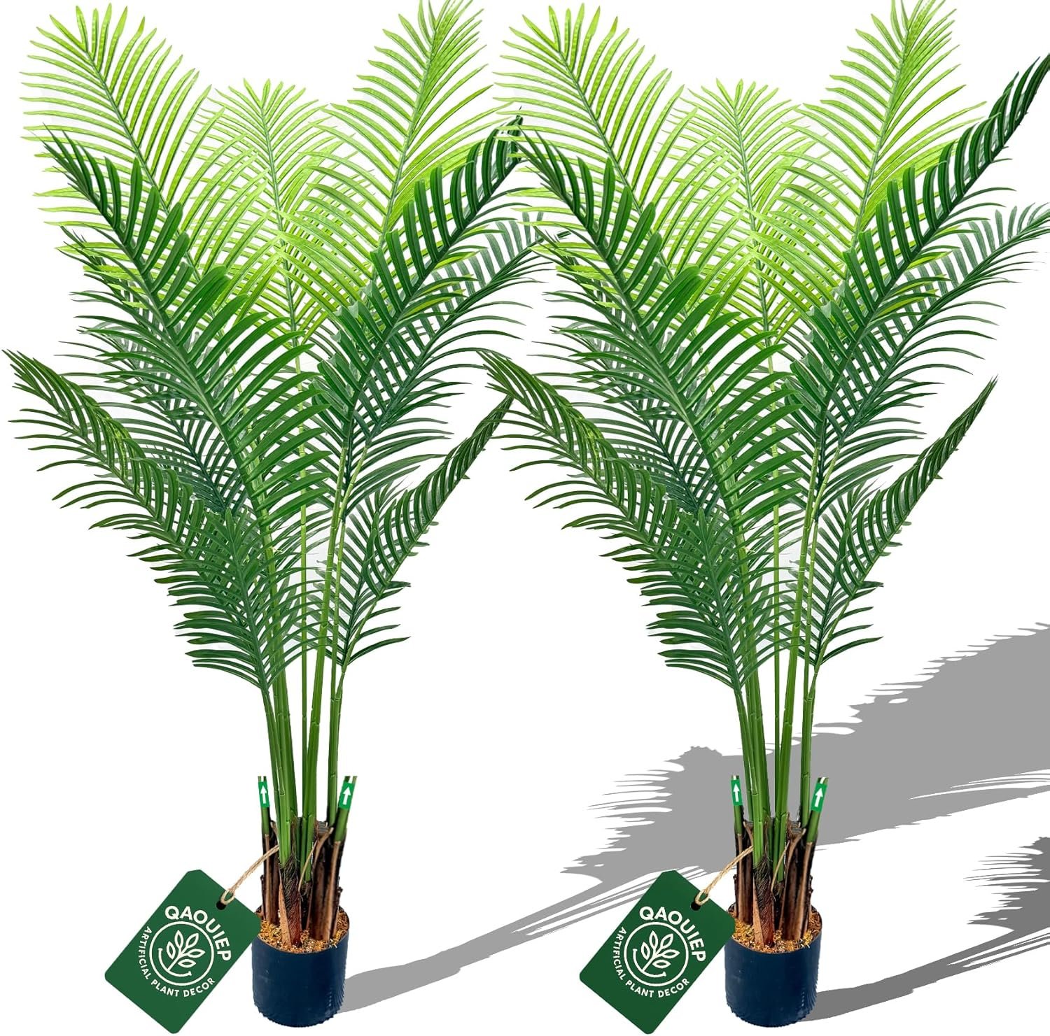 6ft Tall Artificial Areca Palm Trees – Set of 2 | 19-Trunk Real Touch Fake Palm with Natural Moss & Pot | Lifelike Faux Plants for Home, Office, or Patio Indoor/Outdoor Decor - Image 2