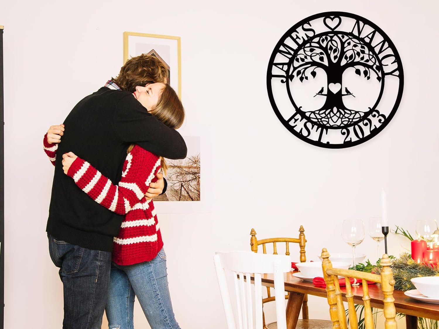 Metal Name Signs Personalized,Personalized Wedding Gifts,Metal Love Birds Signs, Custom Family Name Sign,Last Name Sign for Home,Engagement Anniversary Best Friends Christmas Gifts - Image 3