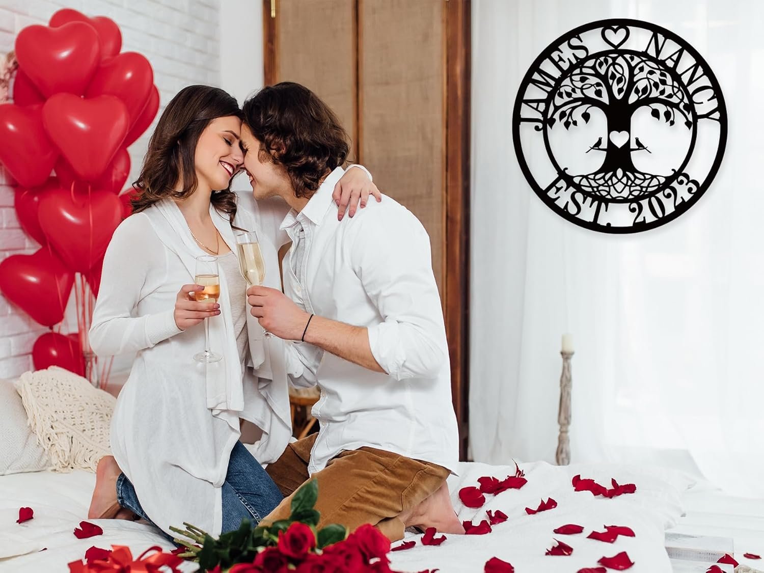 Metal Name Signs Personalized,Personalized Wedding Gifts,Metal Love Birds Signs, Custom Family Name Sign,Last Name Sign for Home,Engagement Anniversary Best Friends Christmas Gifts - Image 4