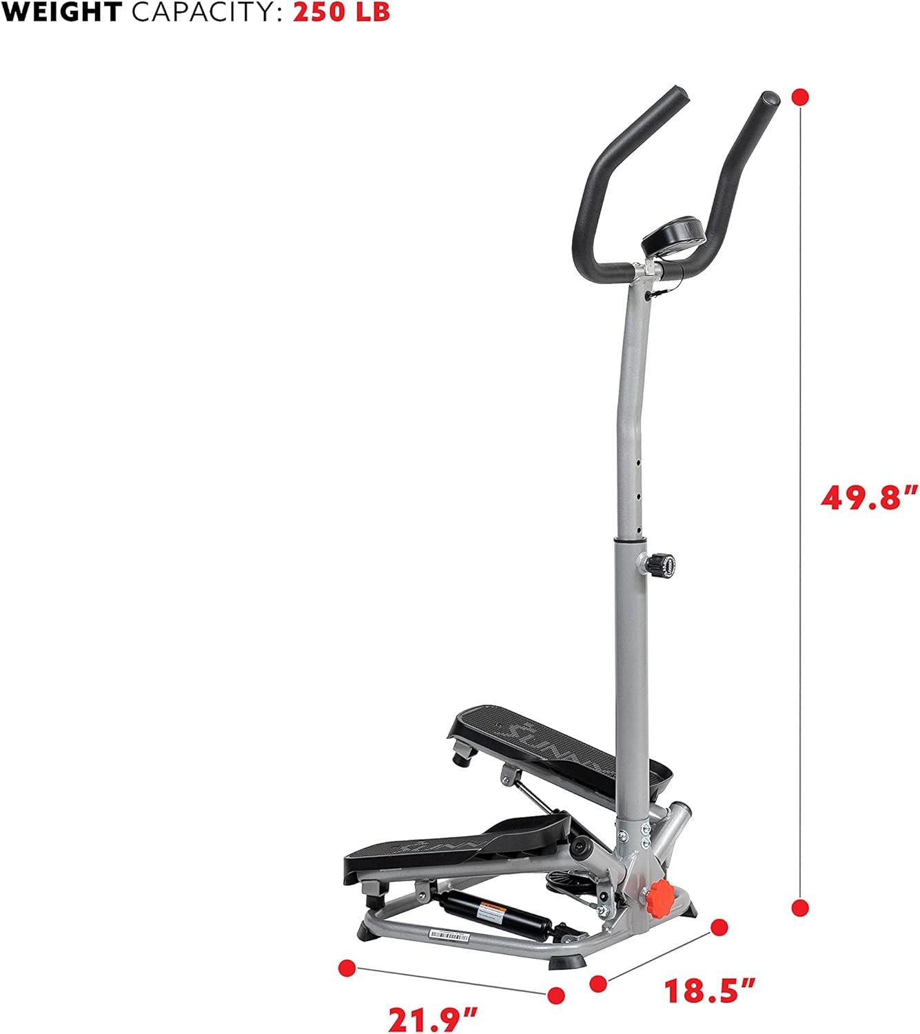 Sunny Health & Fitness Twist Stepper with Handlebar, Stair Step Machine for Cardio Workout, Compact Home Exercise Equipment W/Optional Free SunnyFit App Connection - Image 6