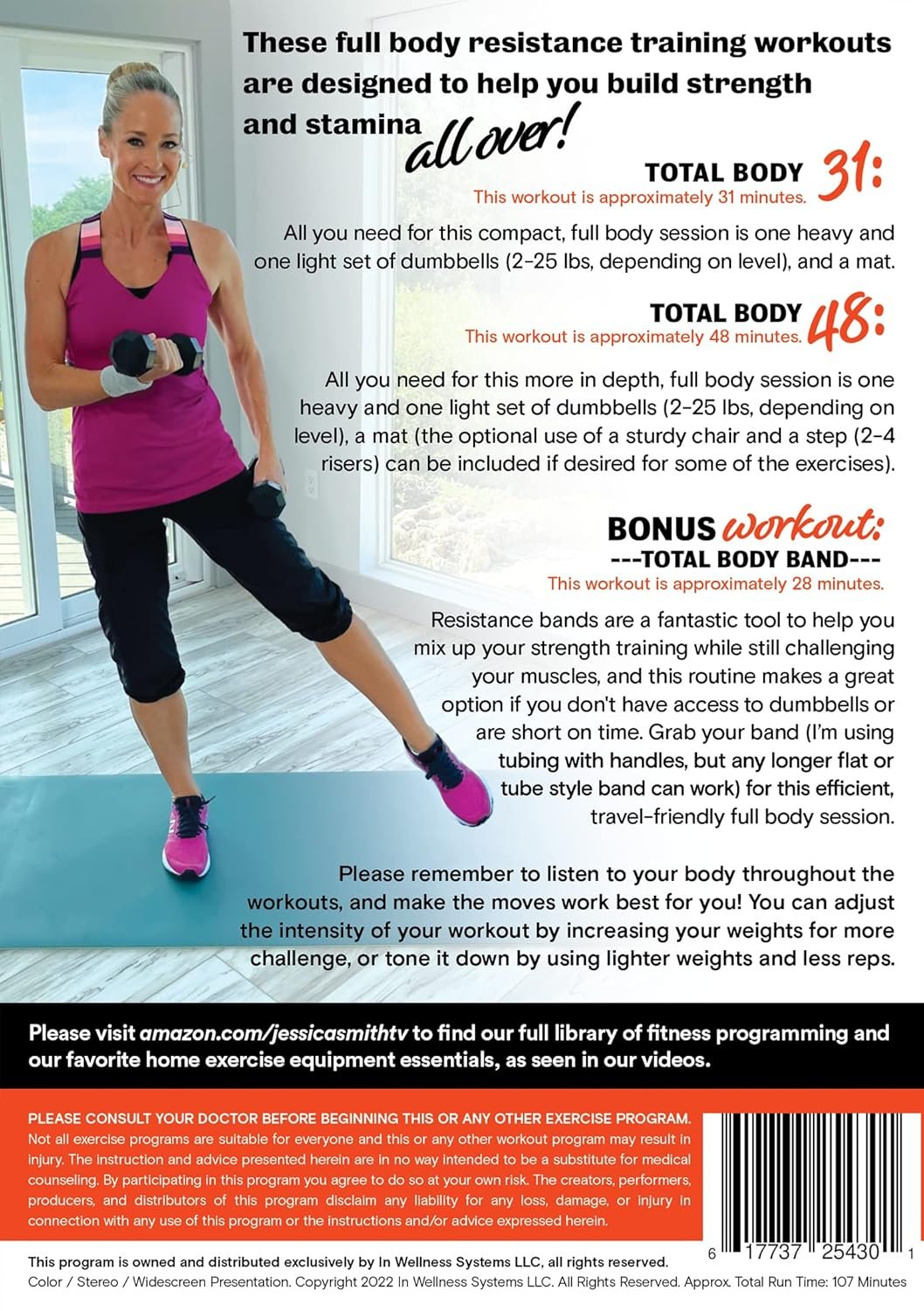 Total Body Strength Training DVD: Two Full Body, Strength Building Dumbbell Workouts plus Bonus Travel Friendly Resistance Band Work Out with Jessica Smith - Image 3