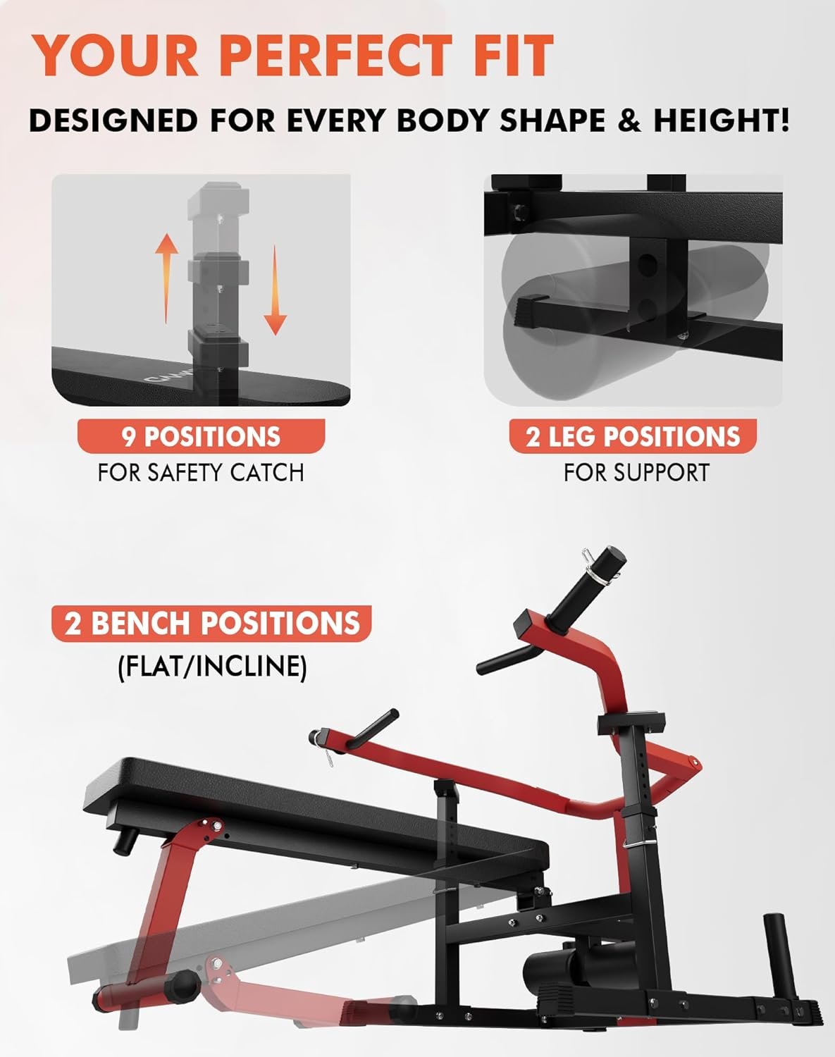 GMWD Chest Press Machine, 1050LBS Bench Press Machine with Independent Converging Arms, Adjustable Flat Incline Bench for Chest, AB Workouts, Shoulder Home Gym Equipment, V1 - Image 8