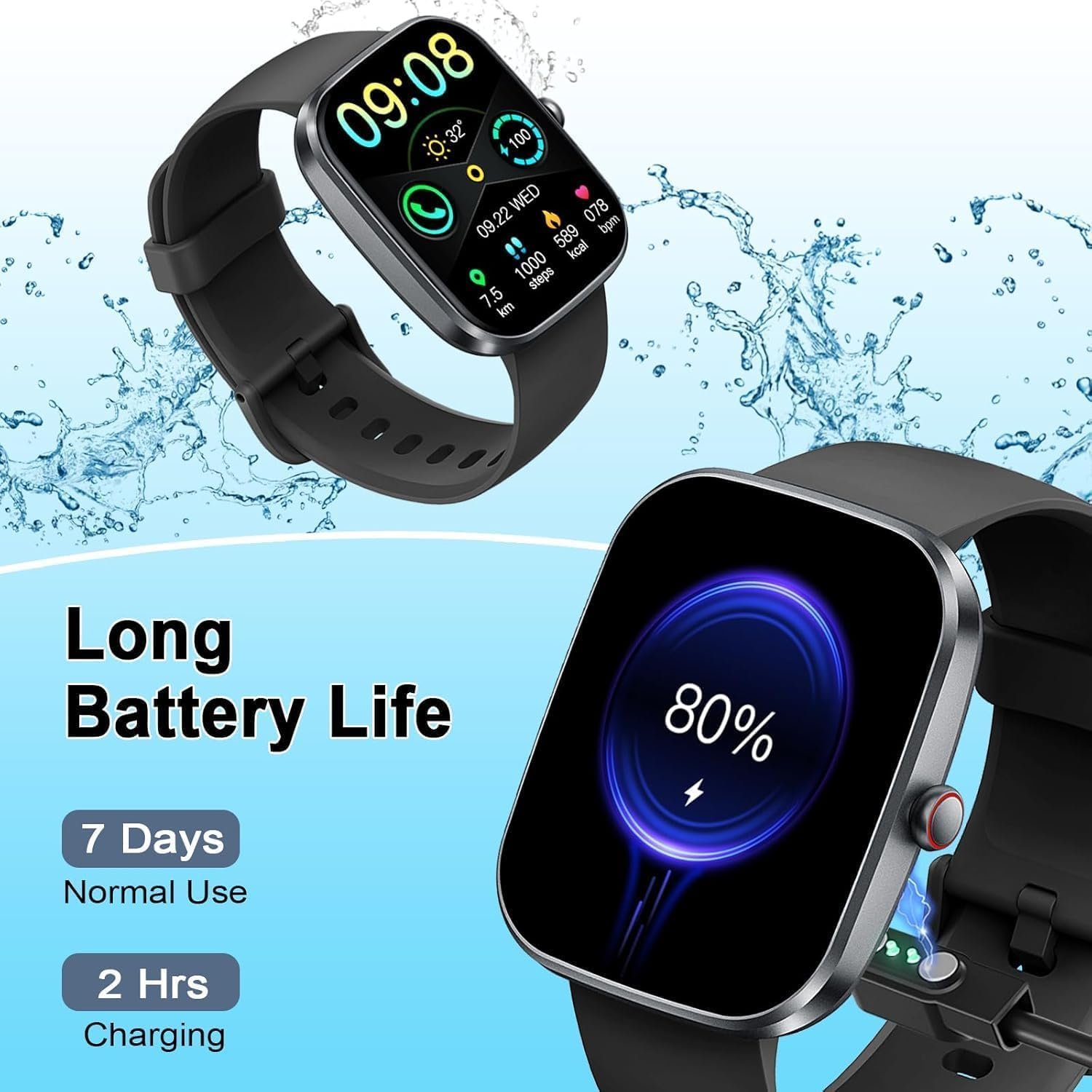Smart Watch with 1.91" HD Touchscreen Fitness Tracker with Bluetooth Calling, Fitness Watch with Heart Rate/Sleep Monitor, 120+ Sports Modes, IP68 Waterproof Smartwatch for Android iOS - Image 8
