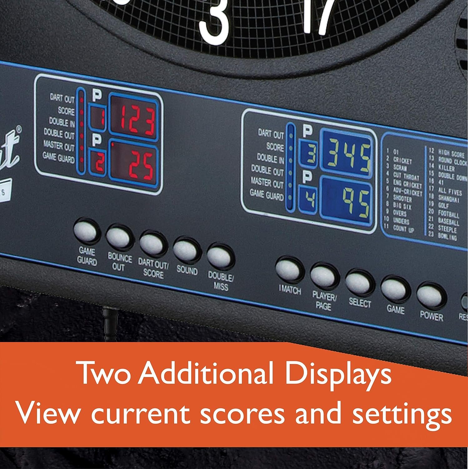 Fat Cat Mercury Electronic Soft Tip Dartboard with Cabinet, 13.5 in Target, 28 Games, 6 Darts Included, Black - Image 7