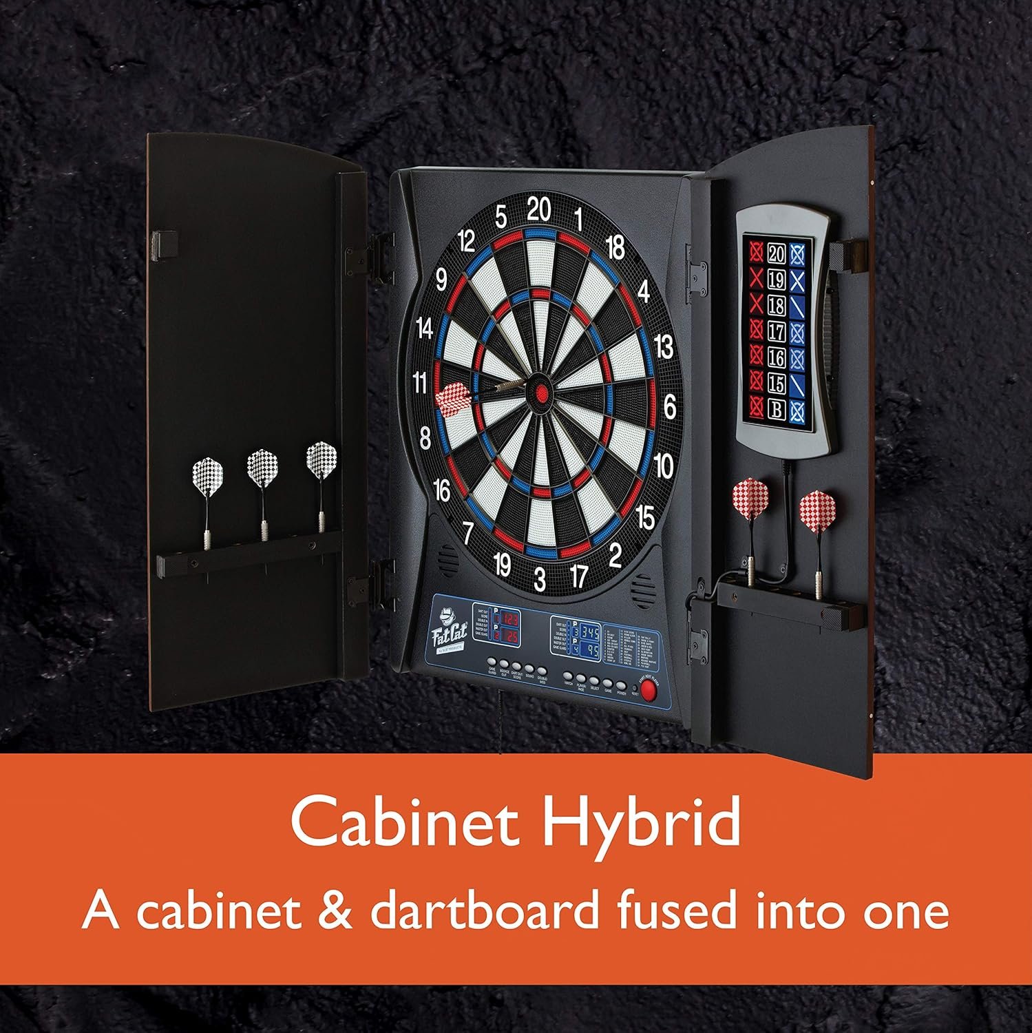 Fat Cat Mercury Electronic Soft Tip Dartboard with Cabinet, 13.5 in Target, 28 Games, 6 Darts Included, Black - Image 13