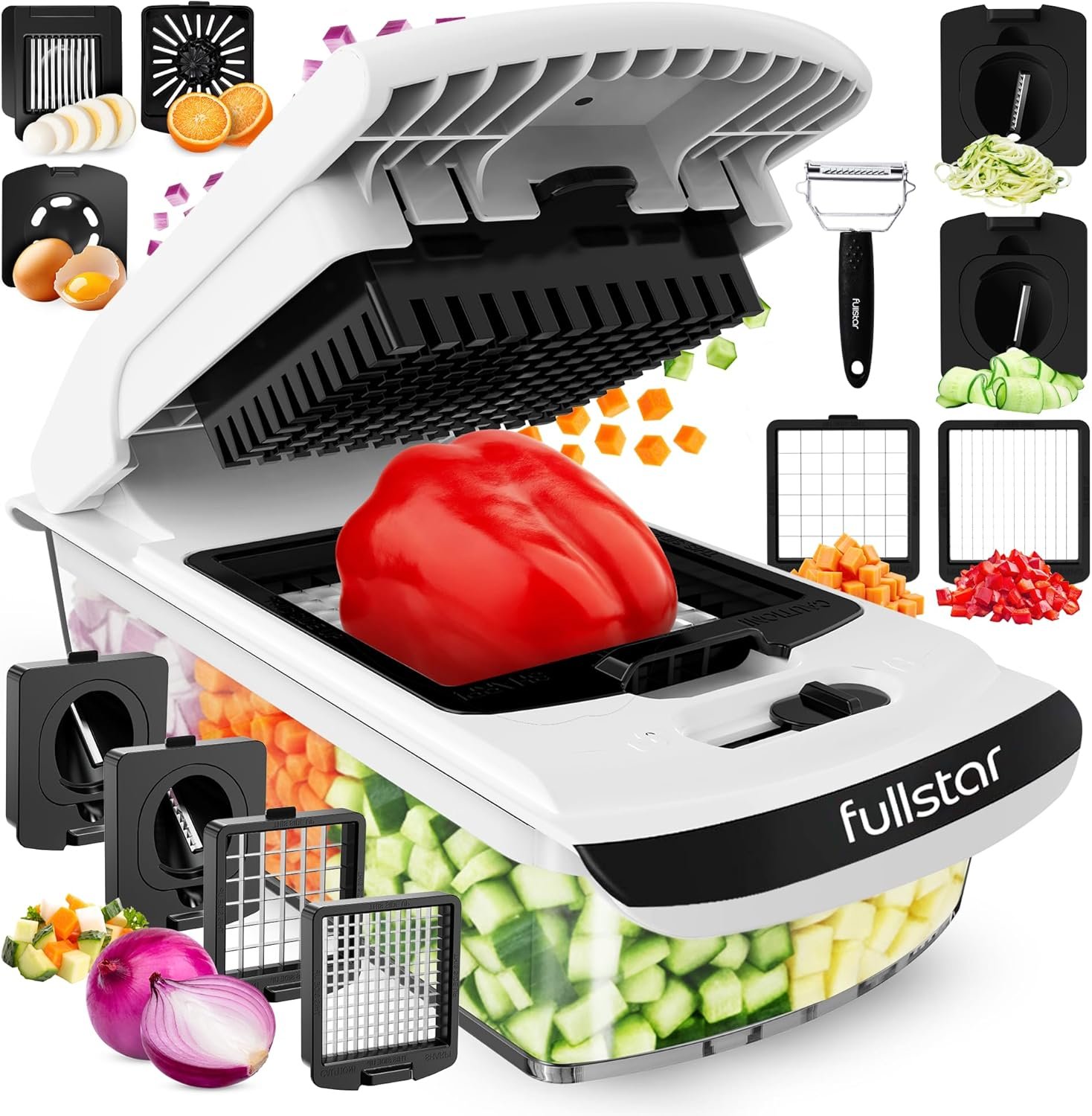 Fullstar The Original Pro Chopper - Vegetable Chopper and Spiralizer, Food Chopper with Container, Fruit Slicer, Kitchen Gadgets & Gifts, Home Essentials (9 in 1, White) - Image 2