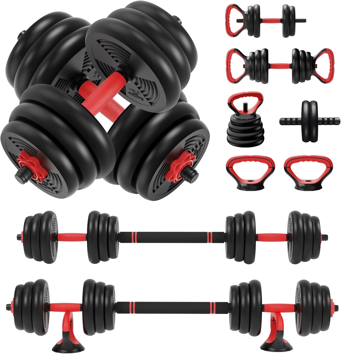 RELIFE REBUILD YOUR LIFE Adjustable Dumbbells Set 6 in 1 Weight Set Dumbbell Barbell Kettlebells, Push-up, Push up Stand and Ab roller for Workout Home Fitness Equipment - Image 2