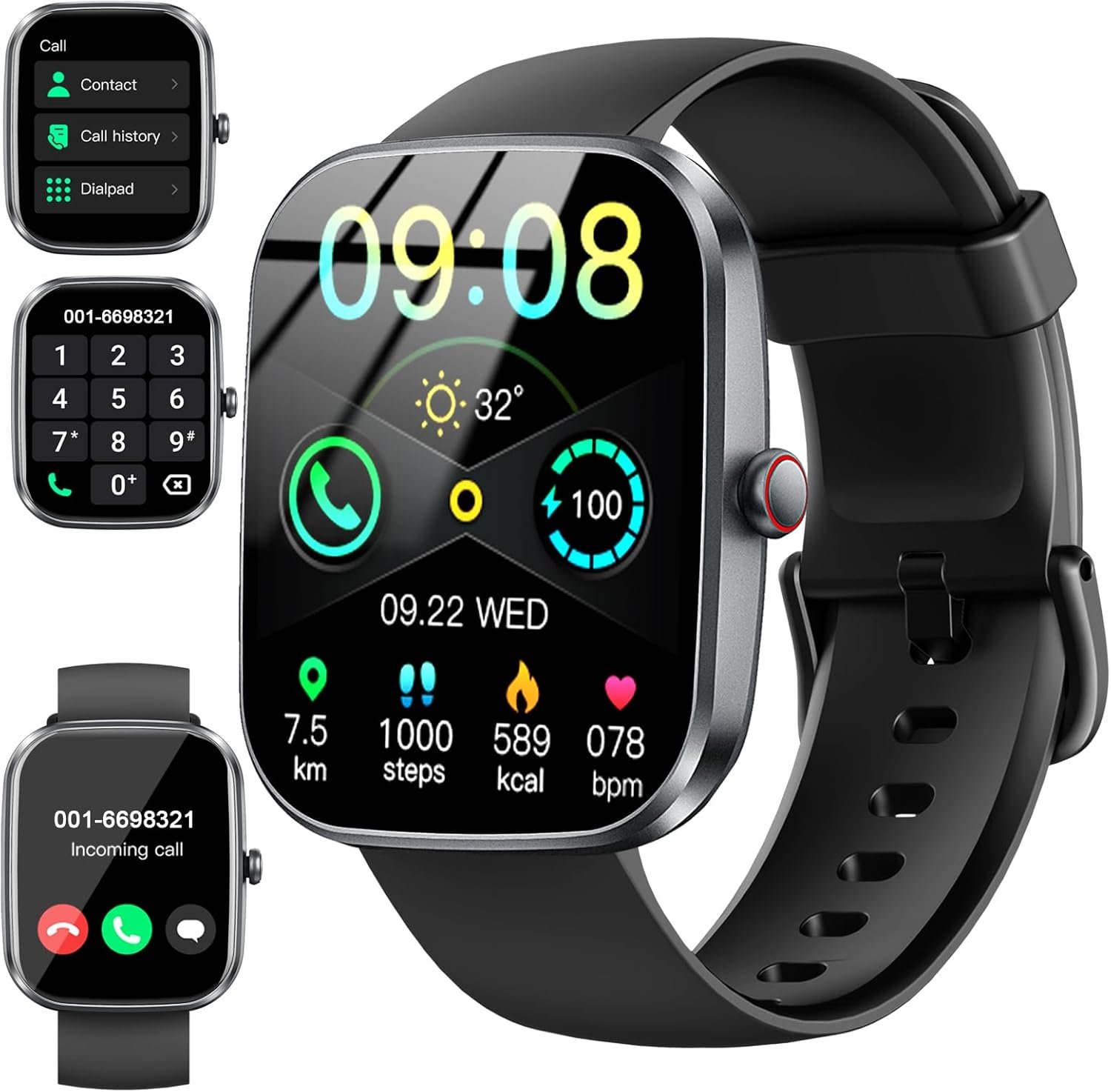 Smart Watch with 1.91" HD Touchscreen Fitness Tracker with Bluetooth Calling, Fitness Watch with Heart Rate/Sleep Monitor, 120+ Sports Modes, IP68 Waterproof Smartwatch for Android iOS - Image 2