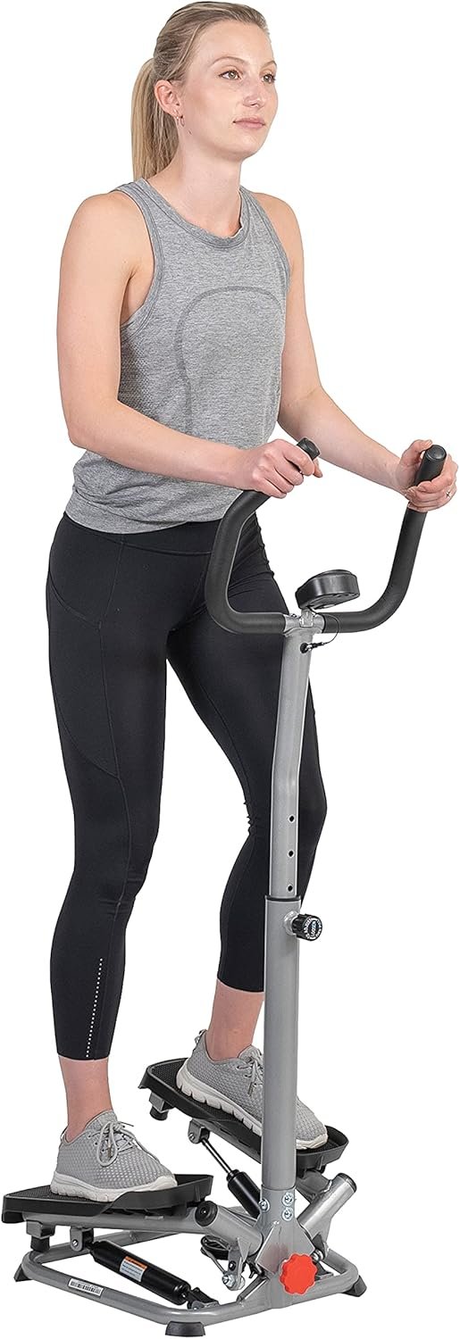Sunny Health & Fitness Twist Stepper with Handlebar, Stair Step Machine for Cardio Workout, Compact Home Exercise Equipment W/Optional Free SunnyFit App Connection - Image 2