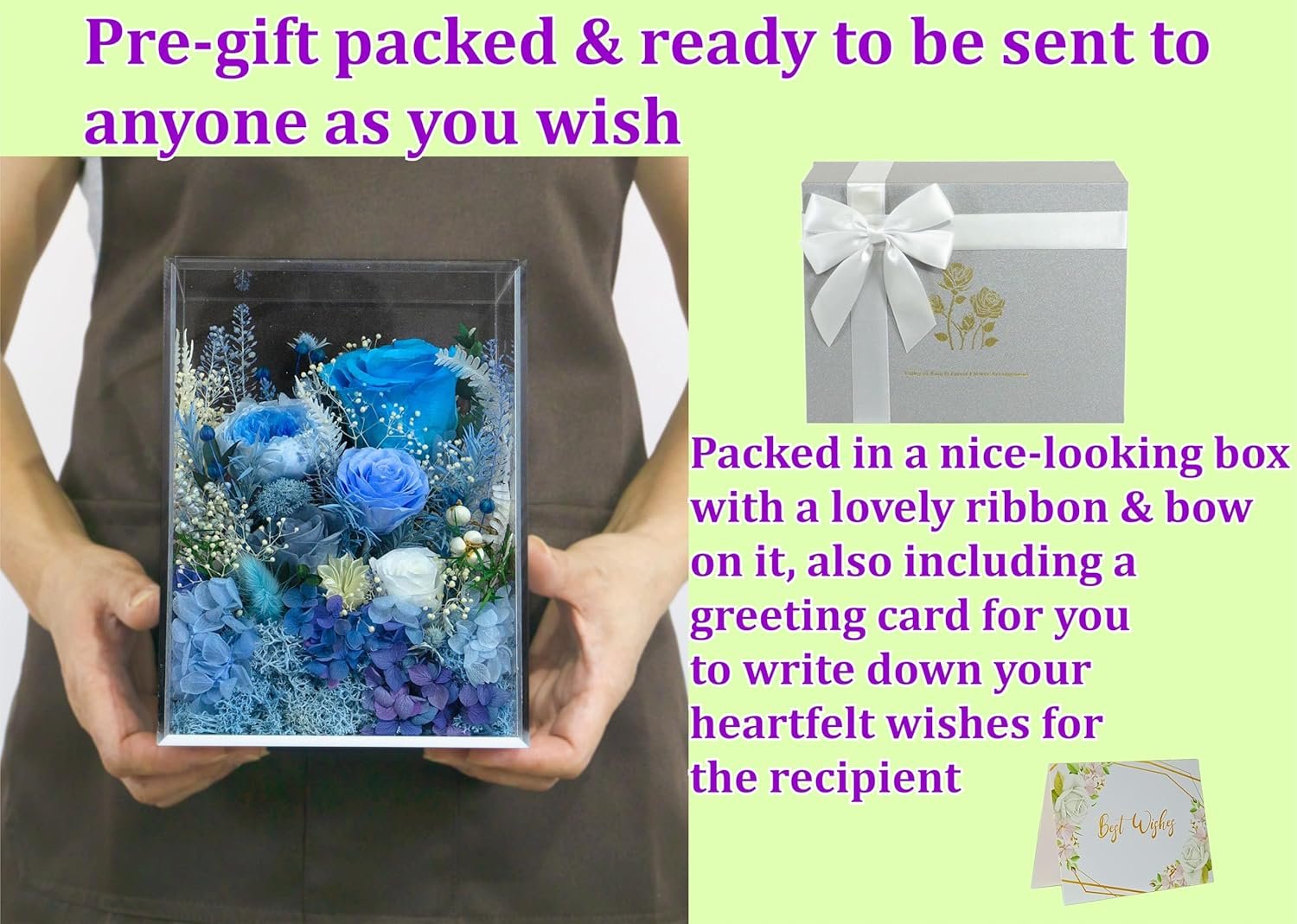 Valley of Rain & Forest Long-Lasting Real Flowers, Handcrafted Preserved Rose Bush For you to Send Love for All Occasions, Floral Arrangement for Indoor Decoration (Blue Rose) - Image 7