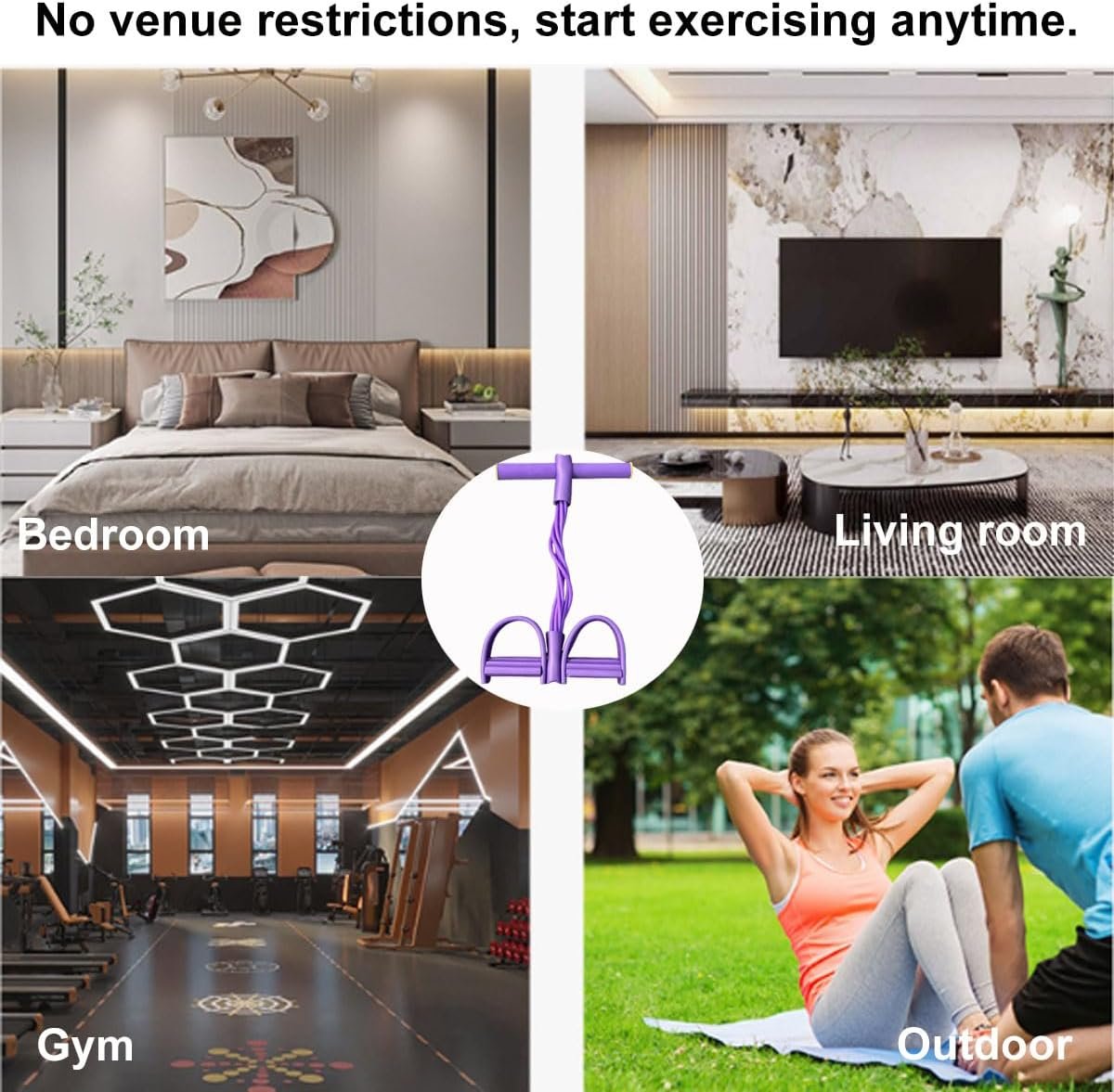 21 Fitness Resistance Bands - 6-Tube Pedal Design for Full-Body Strength Training | Ideal for Home & On-The-Go Workouts - Image 6