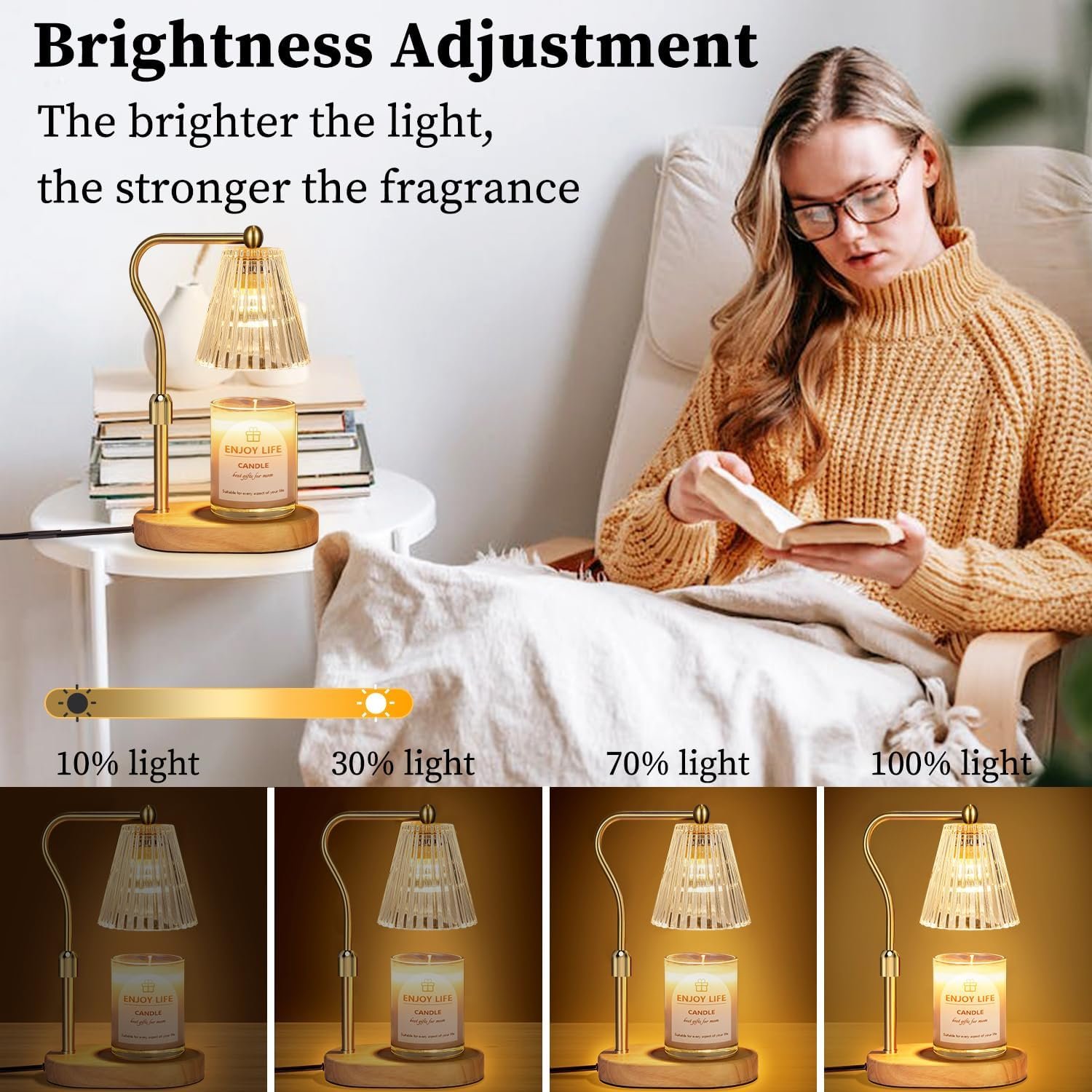 Candle Warmer Lamp with Timer Dimmer Adjustable Height for New Home Bedroom,Mothers Day Gifts,Vintage Home Decor for Scented Jar - Image 3