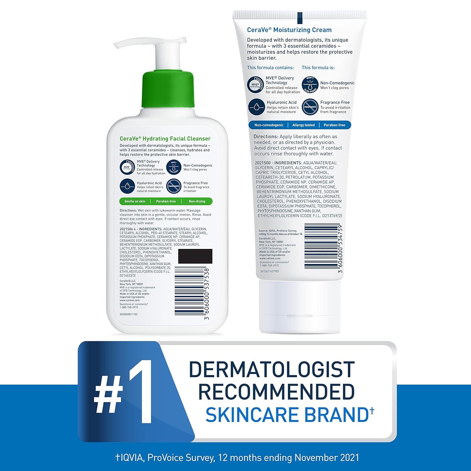 CeraVe Hydrating Skin Care Set, 8oz Moisturizing Cream & 8oz Hydrating Facial Cleanser, Ceramides + Hyaluronic Acid Moisturizer and Face Wash, Accepted by National Eczema Association - Image 7