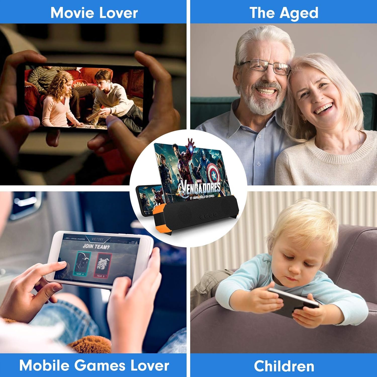 Screen Magnifier, 3D Magnifier Projector Screen, Foldable Phone Stand with Screen Amplifier – Compatible with All Smartphones 12BT - Image 7