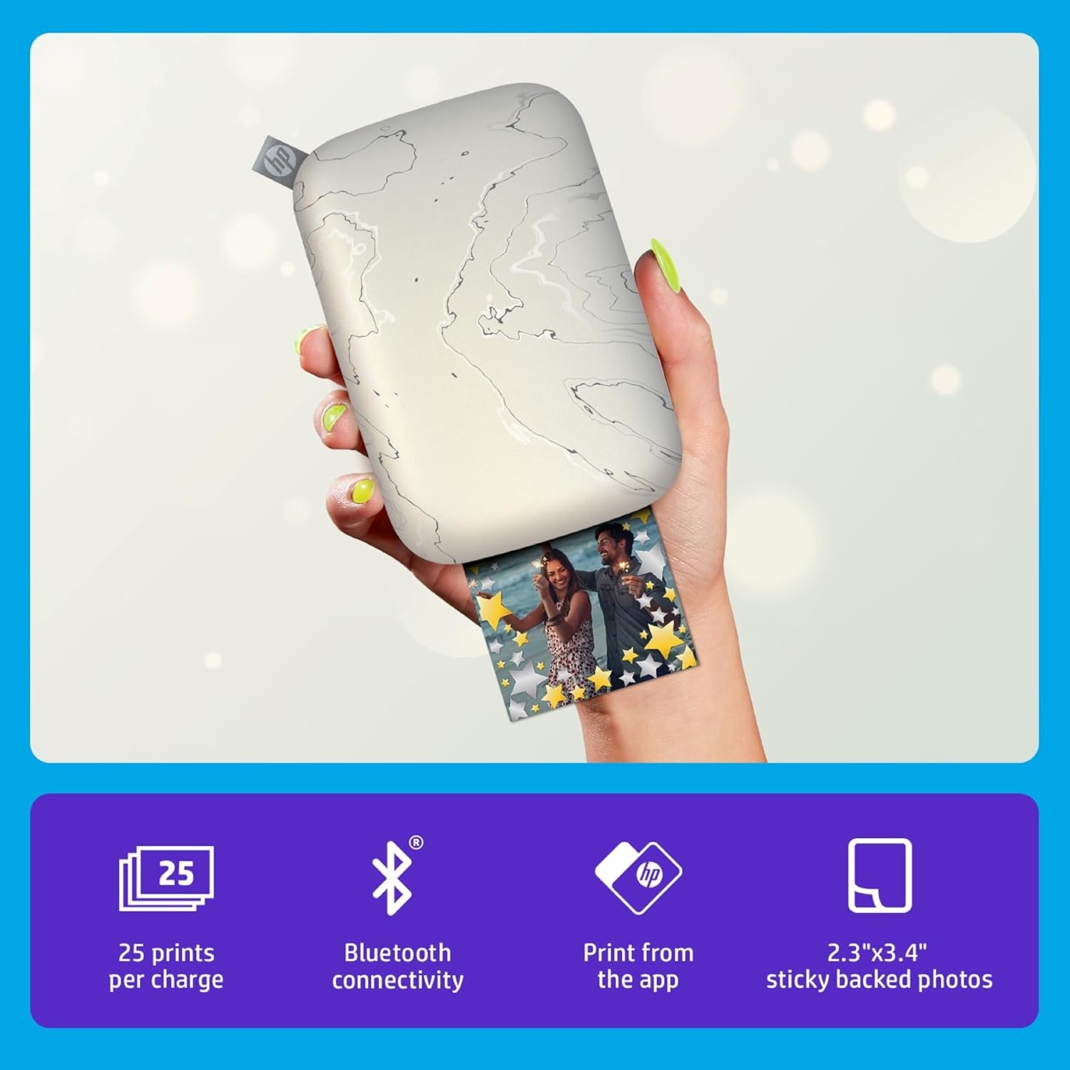 HP Sprocket Select 2.3x3.4 Instant Photo Printer, Print Pictures on Zink Sticky-Backed Paper from Your iOS & Android Device, Portable Printer for Home Use and Travel, Eclipse - Image 3