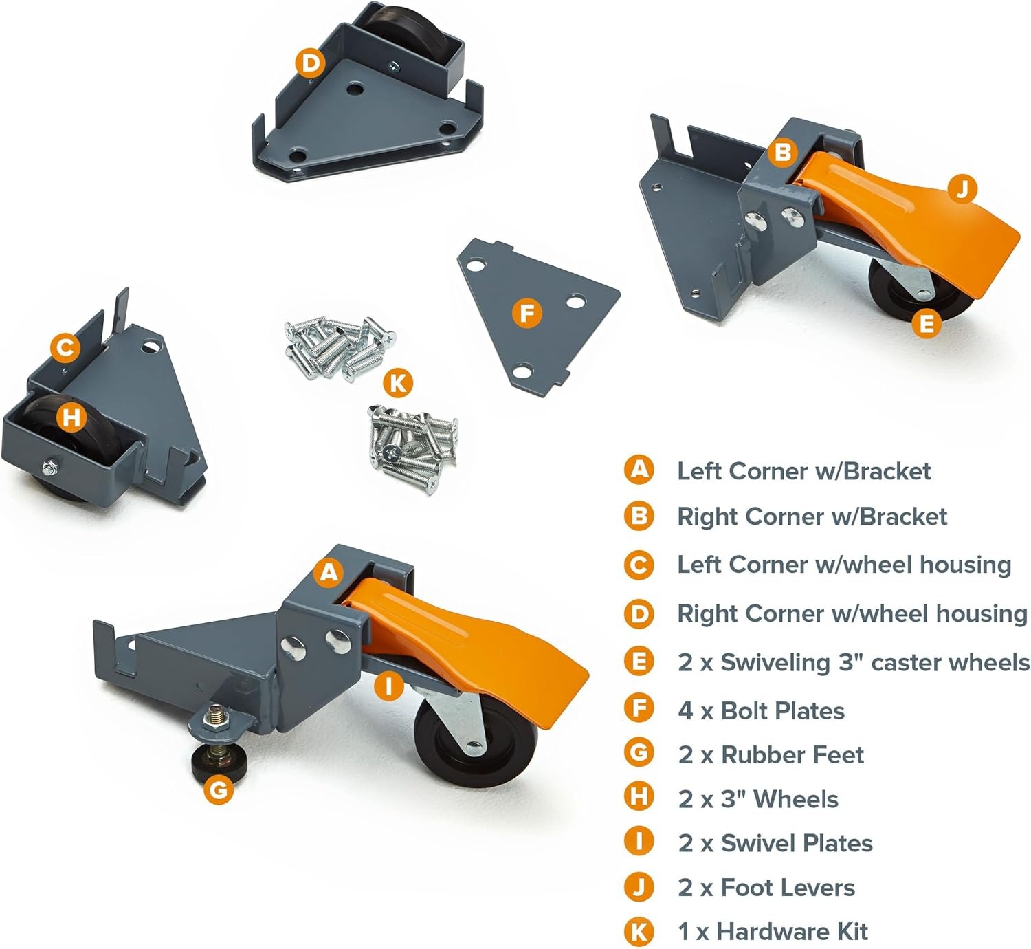 Bora Portamate Mobile Base Kit PM-1100 - Heavy Duty, Universal, Customizable, Adjustable Rolling Set, Dolly Roller Frame and Casters for Moving Equipment, Tools, Machines - 400 lb Capacity - Image 3