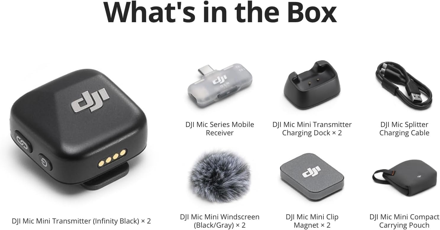 DJI Mic Mini (2 TX + 1 Mobile RX), Wireless Lavalier Microphone for iPhone 17/16/15 & Android/PC/Tablet, Plug-and-Play, 300m Transmission, Ultralight, Active Noise Cancelling, YouTube, Vlog, Streaming - Image 7