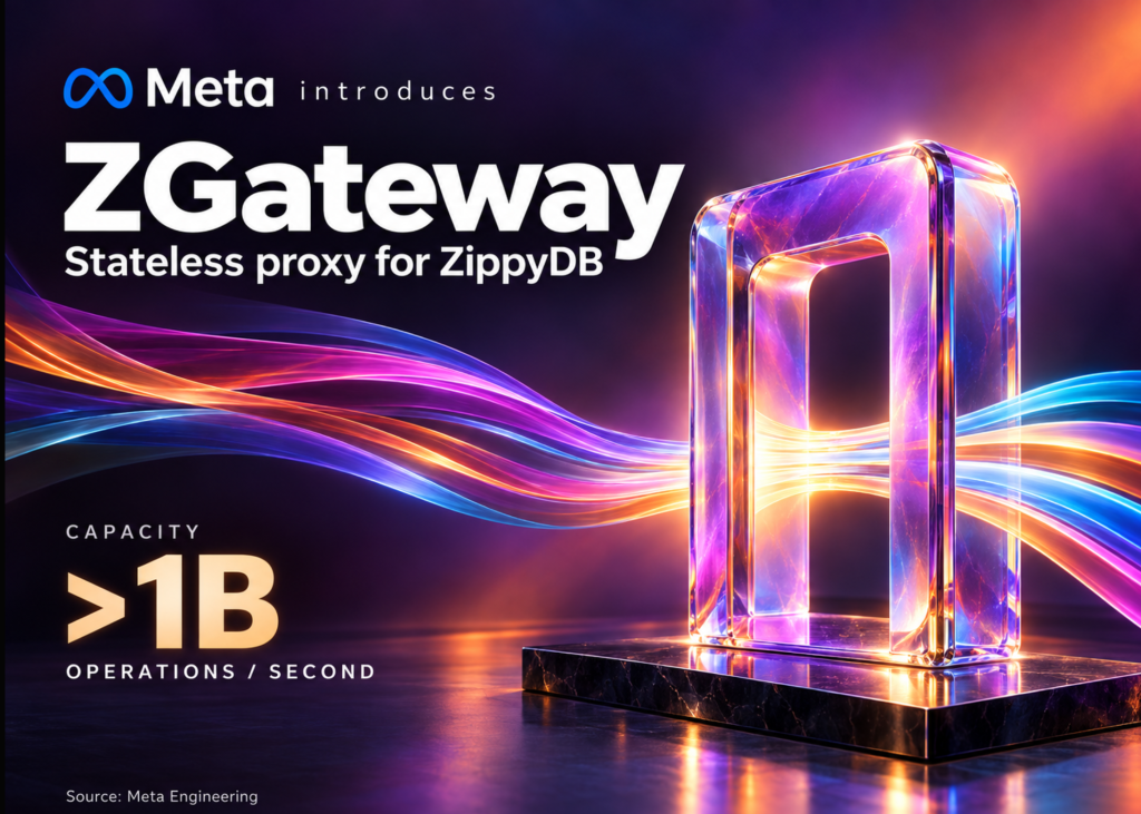Meta Introduces ZGateway: A Stateless Proxy Tier That Unifies ZippyDB Traffic and Handles Over 1 Billion Operations Per Second Meta Introduces ZGateway: A Stateless Proxy Tier That Unifies ZippyDB Traffic and Handles Over 1 Billion Operations Per Second